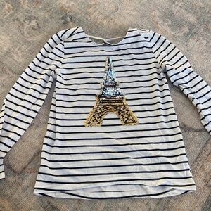 Children’s Place Girls striped Eiffel Tower long sleeve shirt.